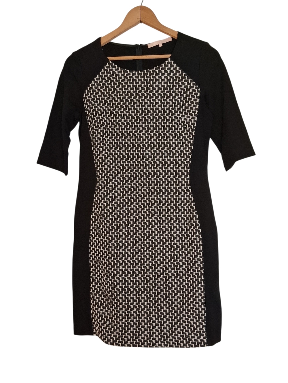 Hutch Anthropologie Colorblock Ponte Knit Sheath Dress Sz 10 Black and Ivory